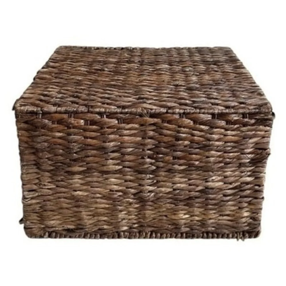 Large Brown Wicker Storage Basket Crate with Handles Home Organizer 16.5